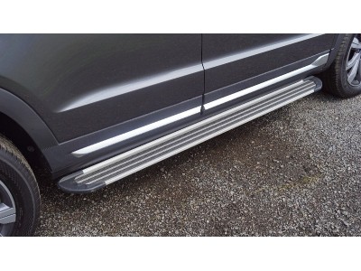 Пороги алюминиевые "Slim Line Silver" 1820 мм для Changan CS95 2.0L 4WD 2024-н.в.