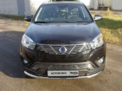 Защита переднего бампера 60 мм ТСС для SsangYong Actyon 2013-2021