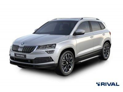 Порог-площадка "BMW-Style" D180AL + комплект крепежа для Skoda Karoq 2020-н.в., Volkswagen Taos 2021-н.в.