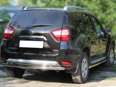Защита заднего бампера двойная 60-53 мм для Nissan Terrano 2014-2021