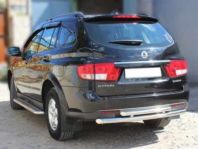 Защита заднего бампера двойная 60-53 мм для Ssang Yong Kyron 2007-2015