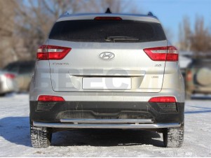 Защита заднего бампера двойная 53-43 мм для Hyundai Creta № HCR16_3.1