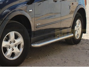 Пороги с площадкой алюминиевый лист 60 мм для Kia Mohave № KMV_2.1