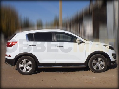 Пороги труба с накладками 76 мм Технотек для Kia Sportage 2010-2015