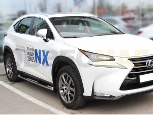 Пороги труба с накладками 76 мм для Lexus NX300h F-Sport № LNXFS_2.1