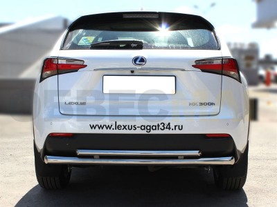 Защита заднего бампера двойная 60-43 мм для Lexus NX300h F-Sport 2014-2017