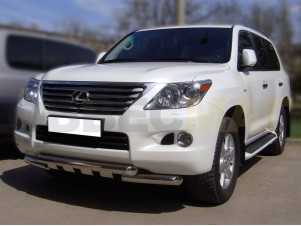 Защита переднего бампера 76 мм с накладками для Lexus LX-570 № LX12 1.2