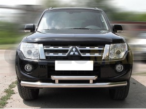 Защита передняя двойная 76-60 мм для Mitsubishi Pajero 4 № MP2012_1