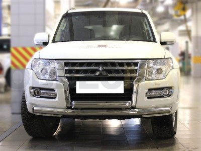 Защита передняя двойная 76-76х40 мм для Mitsubishi Pajero 4 2014-2021