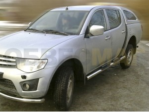 Пороги труба с накладками 76 мм для Mitsubishi L-200 № MPL14_3