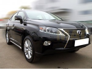 Пороги труба 60 мм с подгибами по форме короба для Lexus RX270/350/450 № RX09_2.1