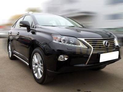 Пороги труба 60 мм с подгибами по форме короба Технотек для Lexus RX270/300/350 2009-2012