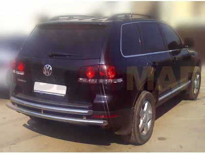 Защита заднего бампера двойная 60-53 мм для Volkswagen Touareg 2007-2010
