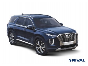 Порог-площадка "Black" F193ALB + комплект крепежа для Hyundai Palisade 2020-н.в., Kia Telluride 2019-н.в. №F193ALB.2311.1