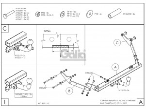 ТСУ Фаркоп оцинкованный Galia шар A для Citroen Berlingo/Peugeot Partner № C043A