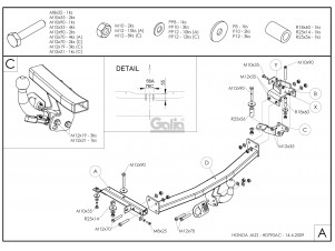 ТСУ Фаркоп оцинкованный Galia шар BMA съёмный для Honda Jazz № H079C