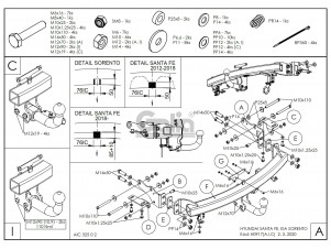 ТСУ Фаркоп оцинкованный Galia шар C съемный для Hyundai Santa Fe/Kia Sorento № H091C