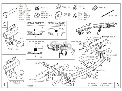 Фаркоп оцинкованный Galia шар C съемный для Hyundai Santa Fe/Kia Sorento 2012-2020