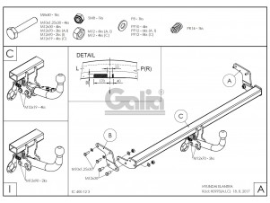 Фаркоп Galia шар А оцинкованный, условно-съемное крепление для Hyundai Elantra № H099A