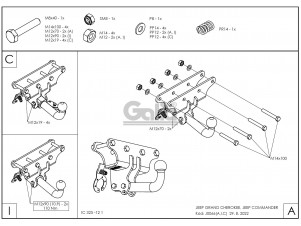 ТСУ Фаркоп оцинкованный Galia шар C съемный для Jeep Commander/Grand Cherokee № J006C