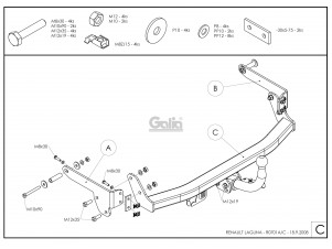 ТСУ Фаркоп оцинкованный Galia шар BMA съёмный на лифтбек для Renault Laguna 2 № R070C