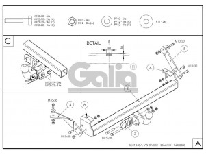 ТСУ Фаркоп оцинкованный Galia шар A на фургон для Volkswagen Caddy № S064A