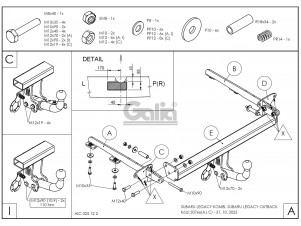 ТСУ Фаркоп оцинкованный Galia шар A для Subaru Legacy/Outback № S076A