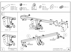 ТСУ Фаркоп оцинкованный Galia шар C съемный для Volkswagen Caddy № V067C