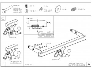 ТСУ Фаркоп оцинкованный Galia шар A для Volvo S80/V70 № V079A