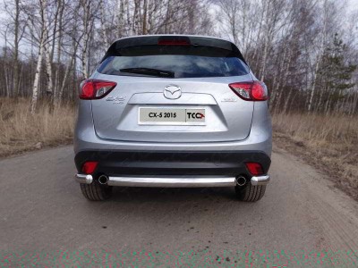 Защита заднего бампера уголки 75х42 мм ТСС для Mazda CX-5 2015-2021