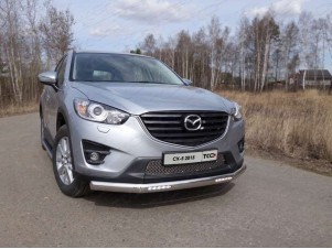 Защита передняя овальная с ДХО 75х42 мм для Mazda CX-5 № MAZCX515-05