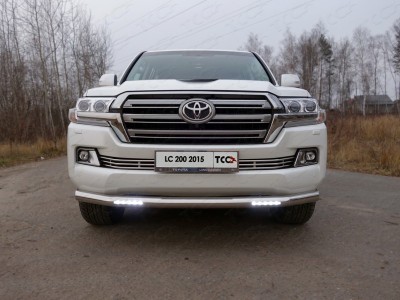 Защита переднего бампера с ДХО 76 мм ТСС для Toyota Land Cruiser 200 2015-2021