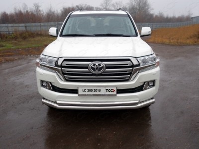 Защита переднего бампера двойная 76-50 мм ТСС для Toyota Land Cruiser 200 2015-2021